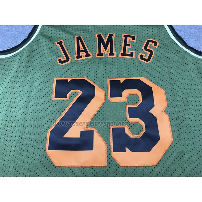 Camiseta Lebron James NO 23 Los Angeles Lakers Mitchell & Ness 2018-19 Verde